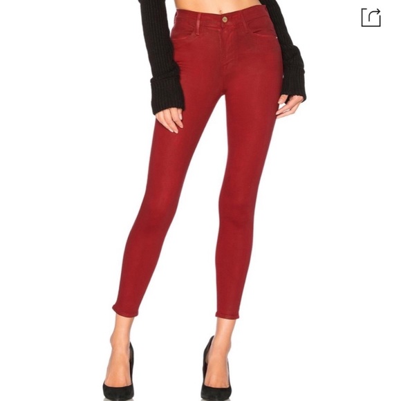 FRAME Le High waisted Skinny Jeans In Washed Red - Picture 5 of 13